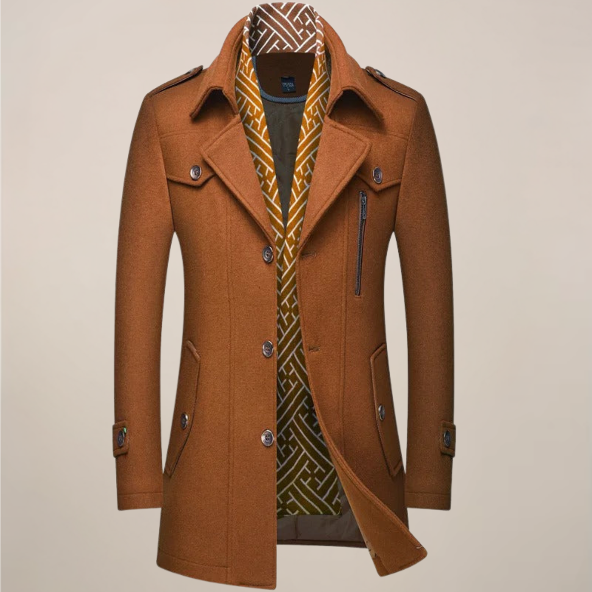 Men's Wool-Style Overcoat for Winter Wear