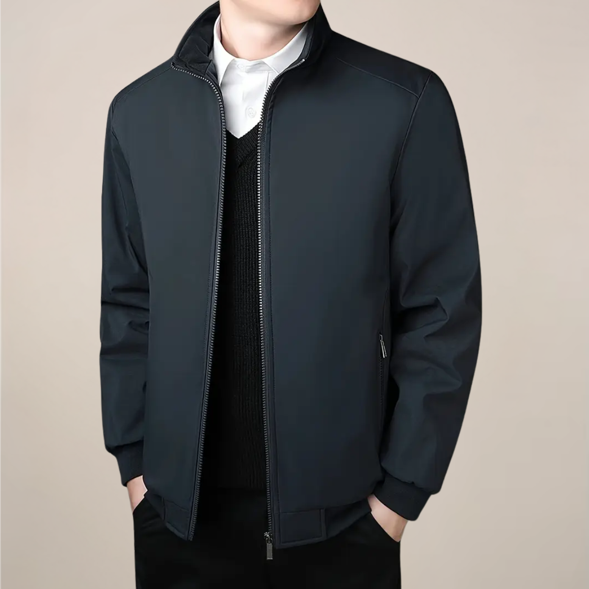 Men's Fleece-Lined Zip-Up Jacket for Winter and Everyday Style