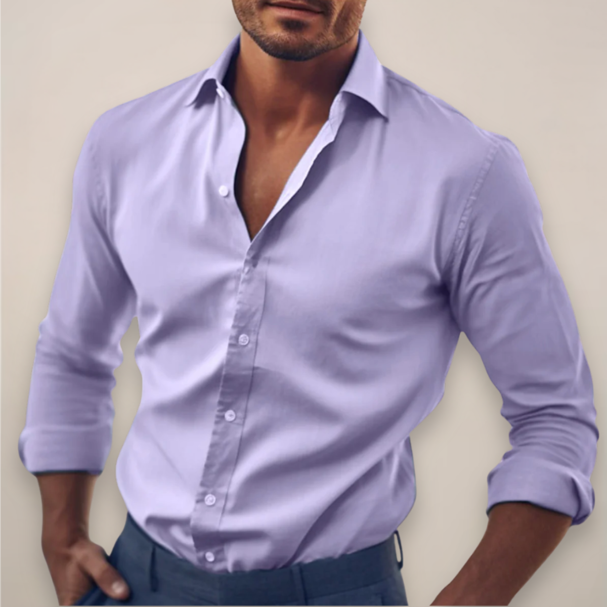 Men's Long Sleeve Button-Up Shirt in Classic Colors for Any Occasion