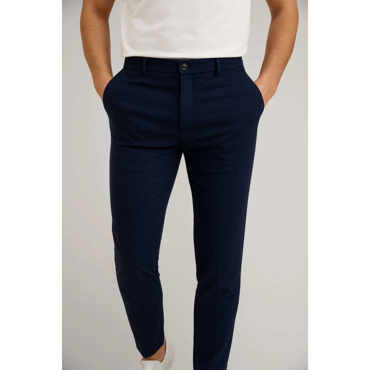 Men’s Classic Flat-Front Trousers for Office Wear