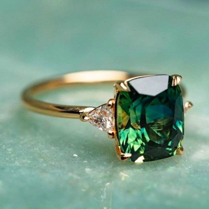 Fortune - Gold Ring with Green Zirconia