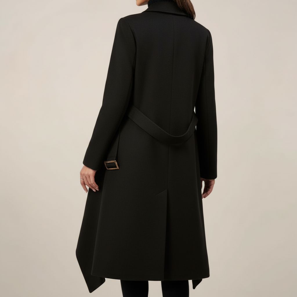 Chic Women's Double-Breasted Long Overcoat - Stylish Belted Design for Fall & Winter Wear
