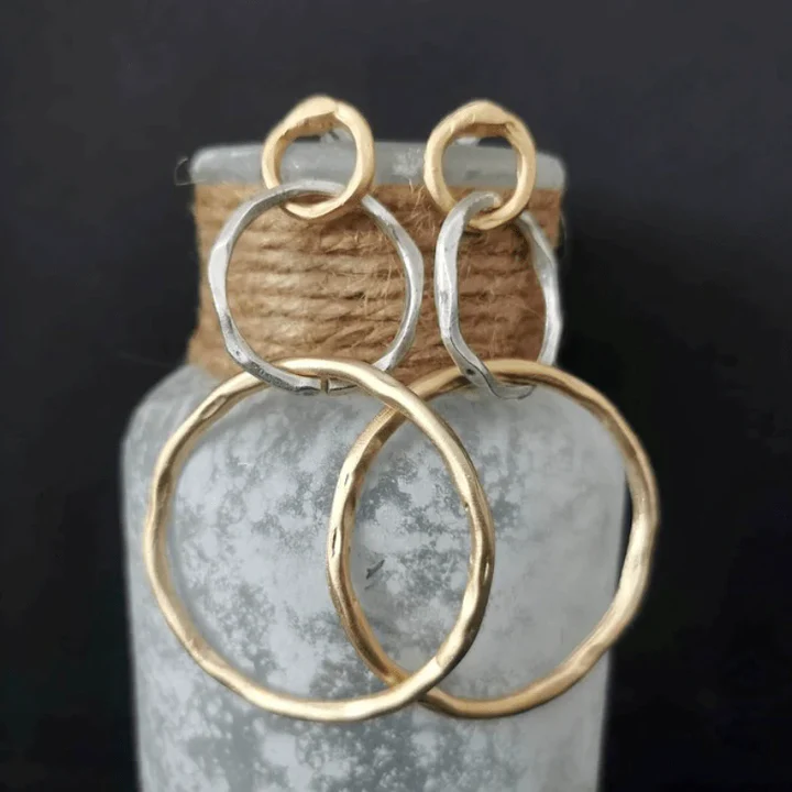 Retro Gold and Silver Hoop Earrings