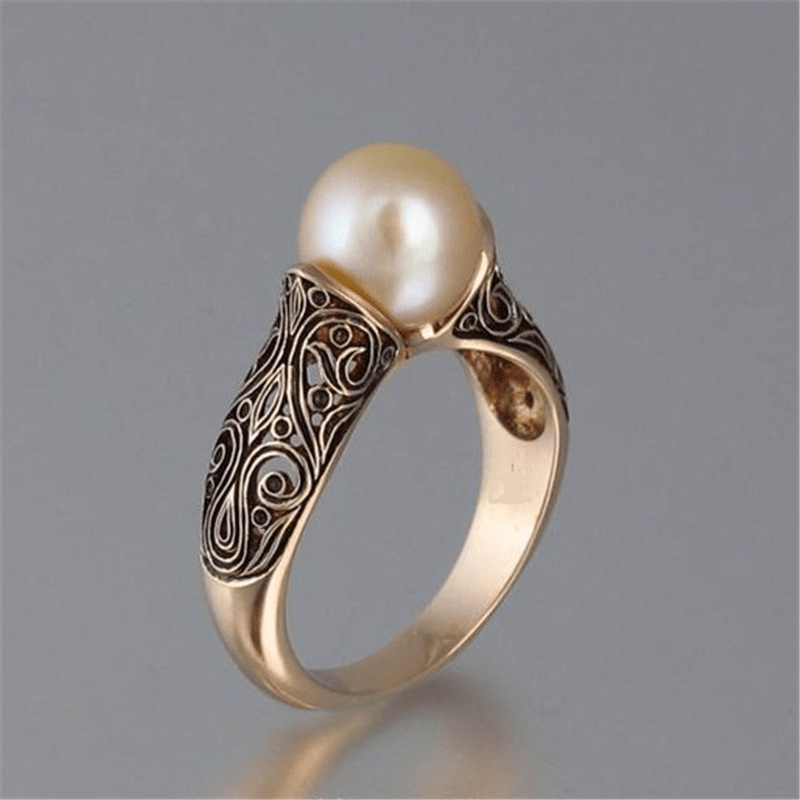 Classic Gold Ring with Vintage Pearls