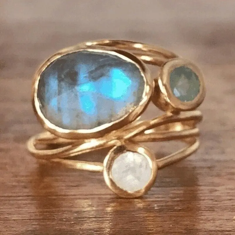 Moonstone Ring in Blue