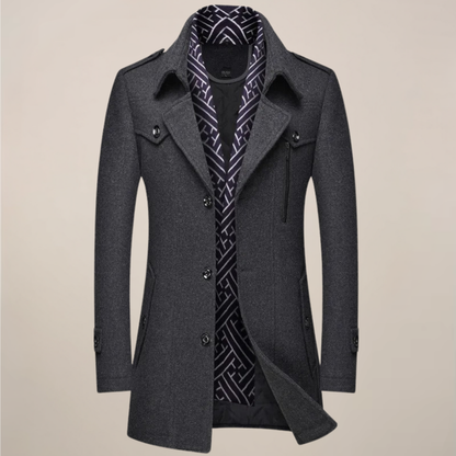 Men's Wool-Style Overcoat for Winter Wear