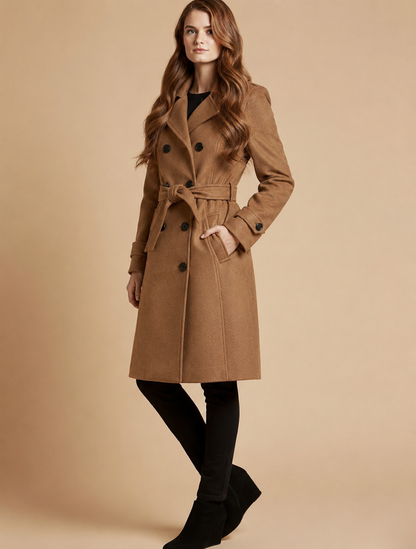 Mid-Length Women's Coat with Classic Collar for Any Occasion