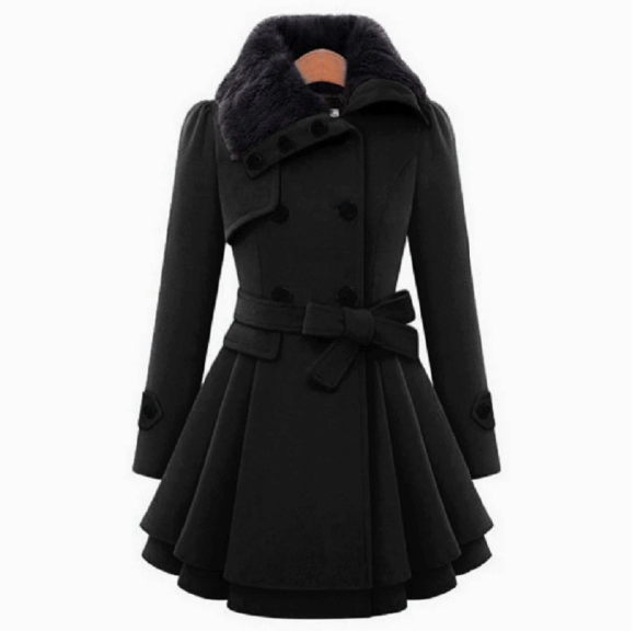 Chic Women’s Faux Fur Collar Trench Coat