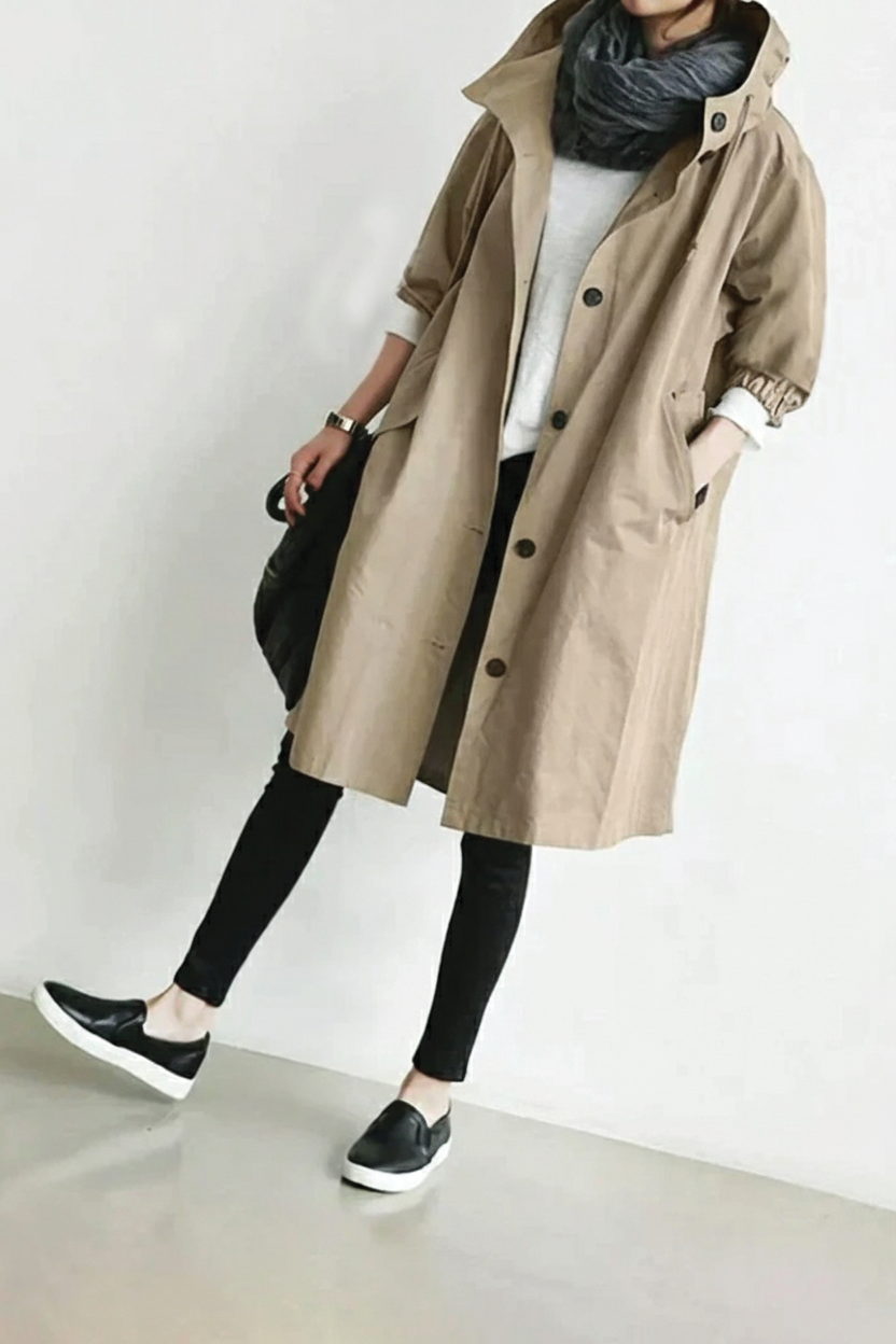 Anna - Stylish Hooded Trench Coat for All Occasions