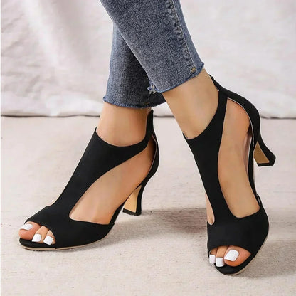 Stylish Open Toe Heels with Back Zipper for Any Occasion