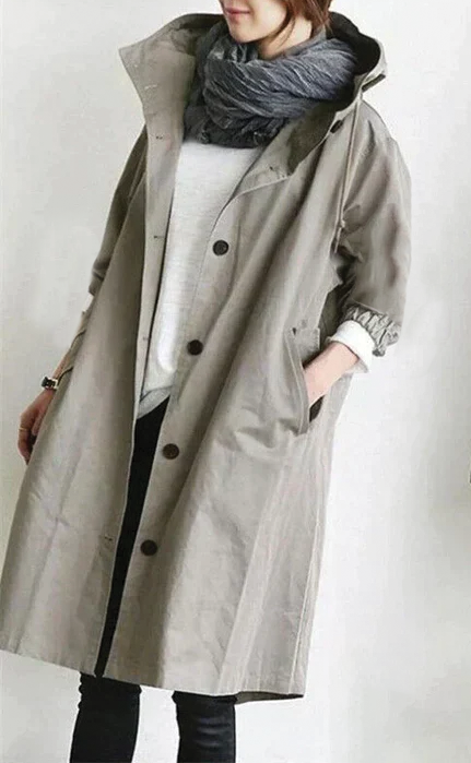 Anna - Stylish Hooded Trench Coat for All Occasions