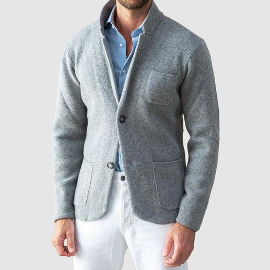 Men’s Knit Blazer Jacket with Patch Pockets