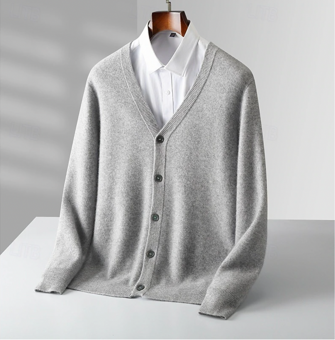 Men's Classic Button-Up Knit Cardigan for Smart Occasions