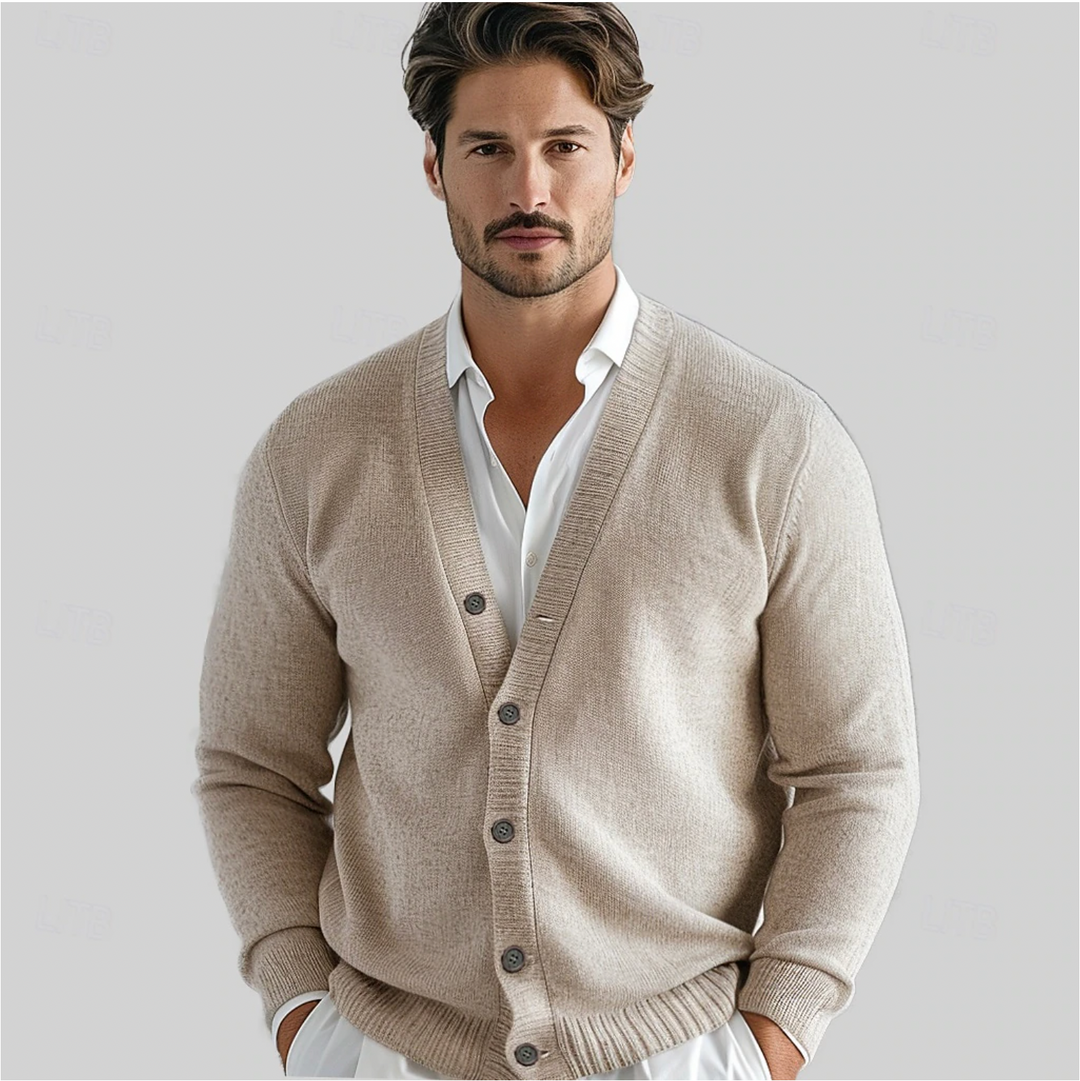 Men's Classic Button-Up Knit Cardigan for Smart Occasions