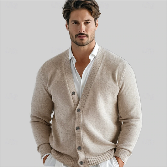 Men's Classic Button-Up Knit Cardigan for Smart Occasions