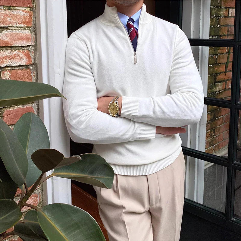Men's Half Zip Knit Sweater for Autumn and Winter