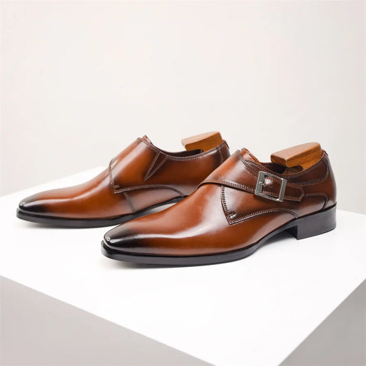 Men's Italian Monk Strap Dress Shoes - Chic Buckle Design for Formal Events