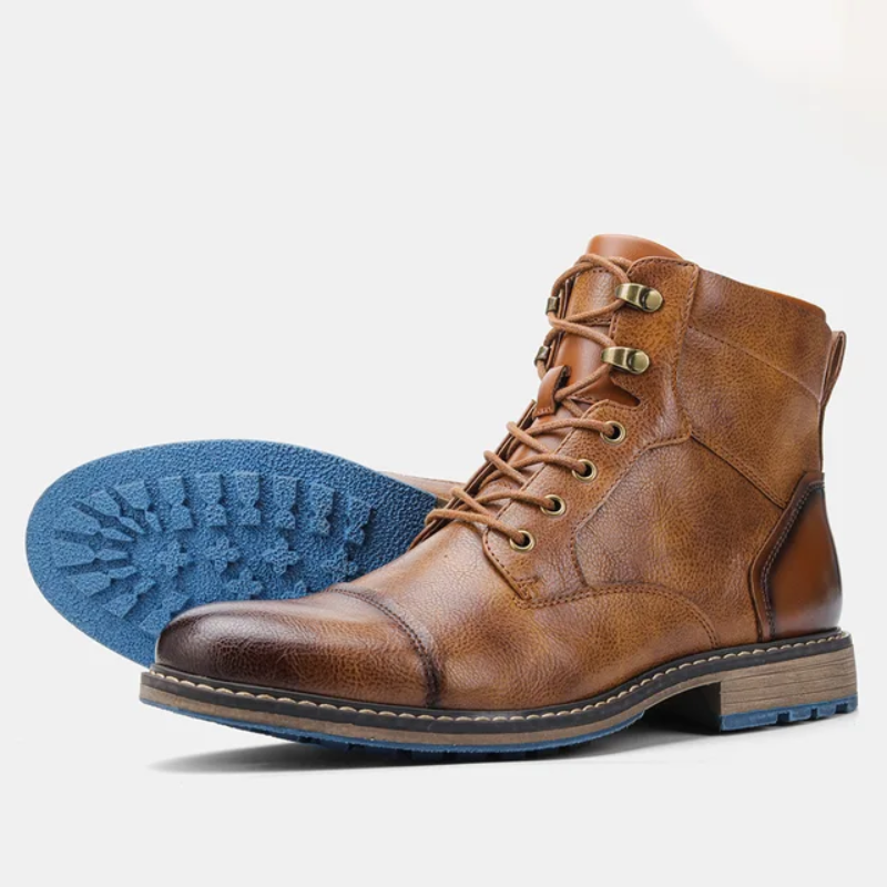 Men's Cap Toe Lace-Up Dress Boots for Winter Wear