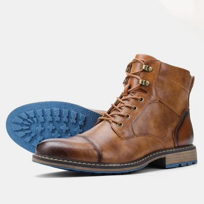Men's Cap Toe Lace-Up Dress Boots for Winter Wear