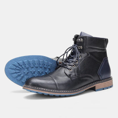 Men's Cap Toe Lace-Up Dress Boots for Winter Wear