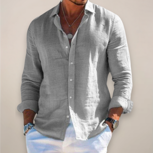 Men’s Linen Long Sleeve Shirt - Stylish Button-Up for Any Occasion