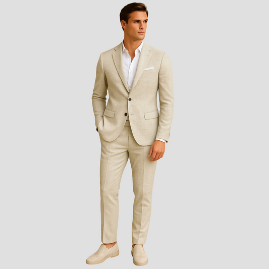 Men's Linen Summer Suit - Stylish Two-Piece for Sophisticated Events
