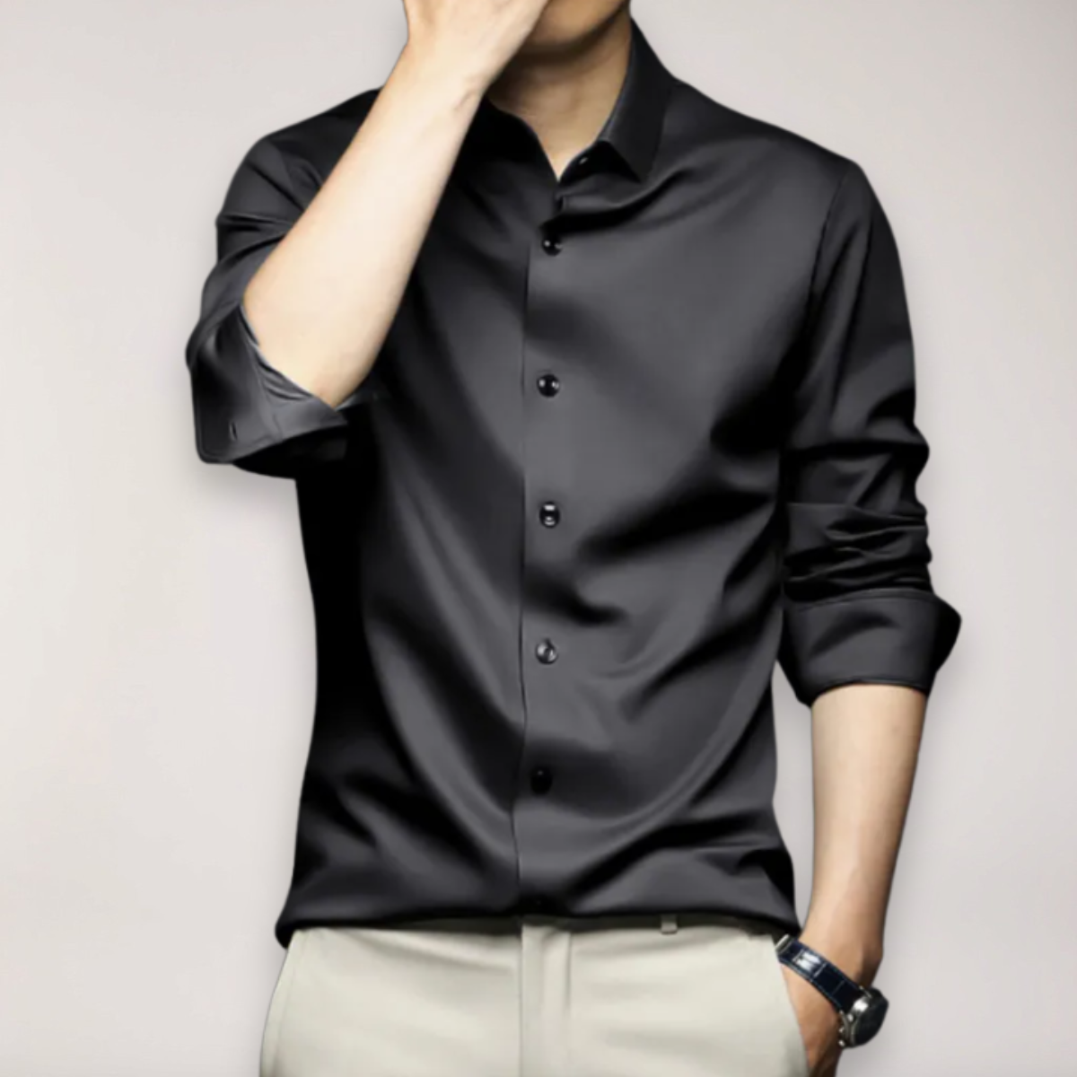 Men's Button-Up Shirt - Stylish Cotton Blend for Work and Play