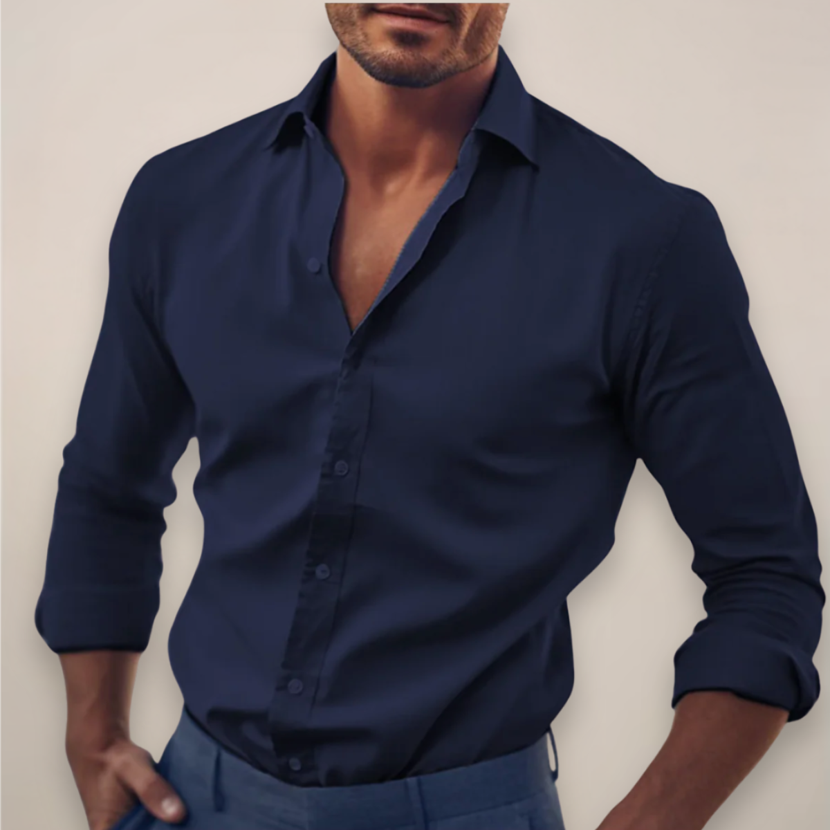 Men's Long Sleeve Button-Up Shirt in Classic Colors for Any Occasion