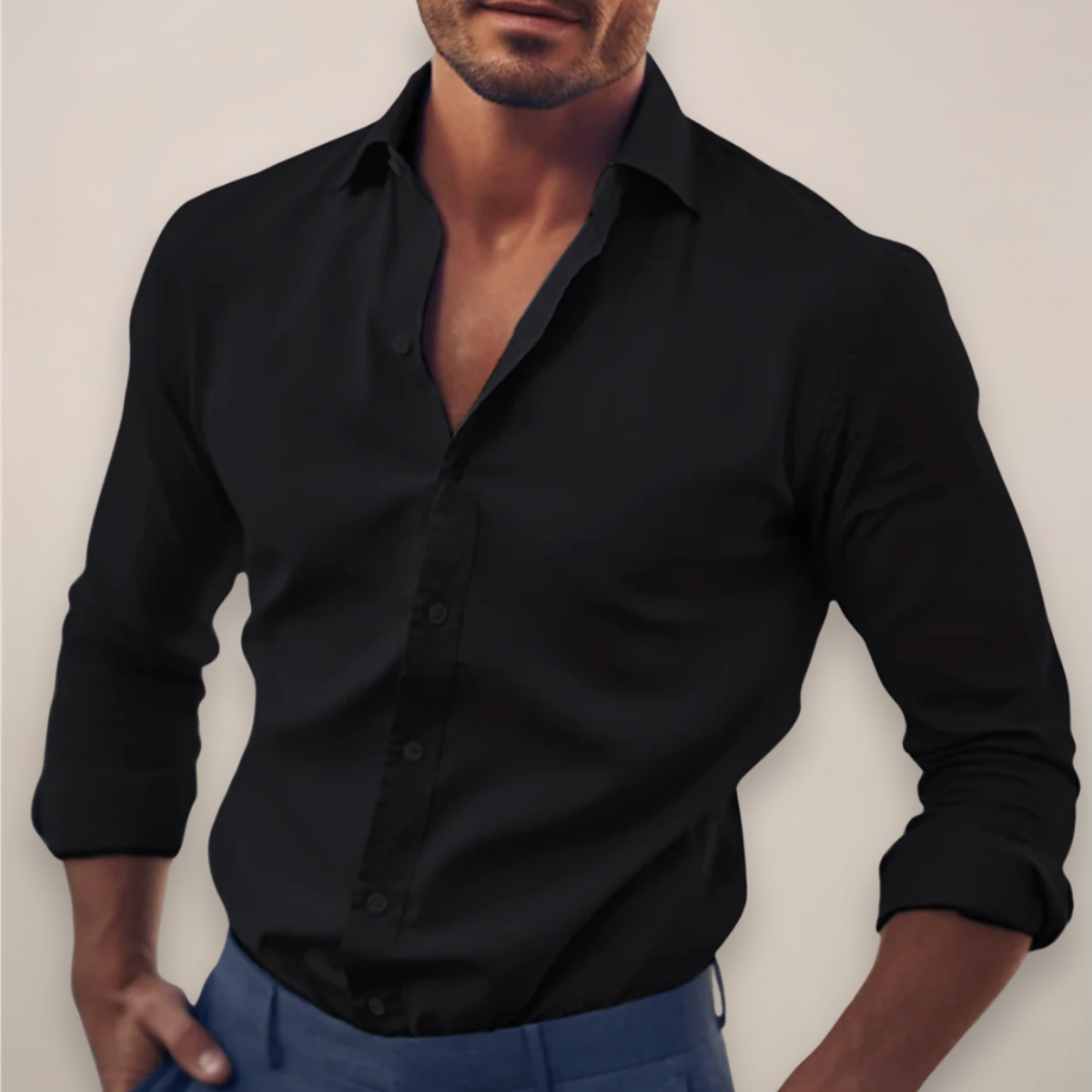 Men's Long Sleeve Button-Up Shirt in Classic Colors for Any Occasion