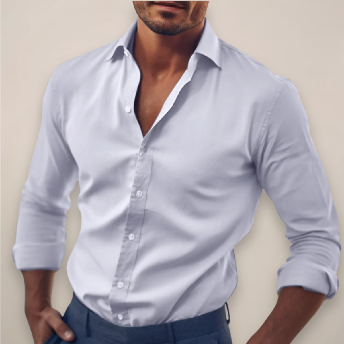 Men's Long Sleeve Button-Up Shirt in Classic Colors for Any Occasion