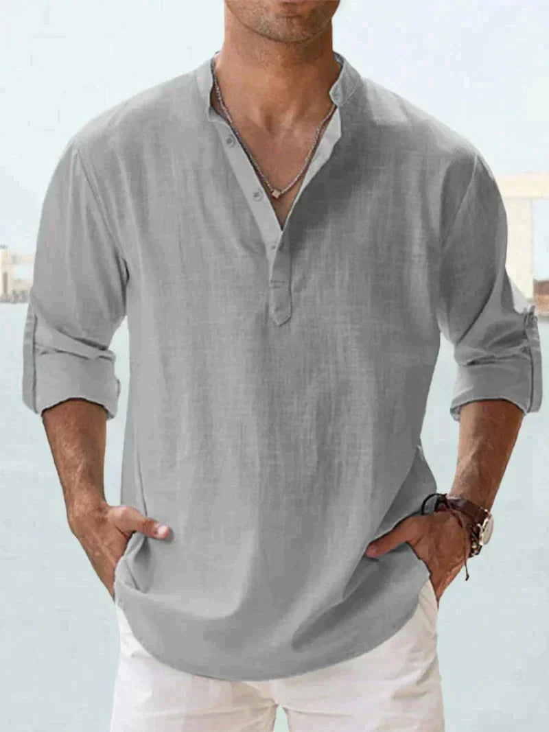 Men's Linen Button-Up Shirt for Summer Events