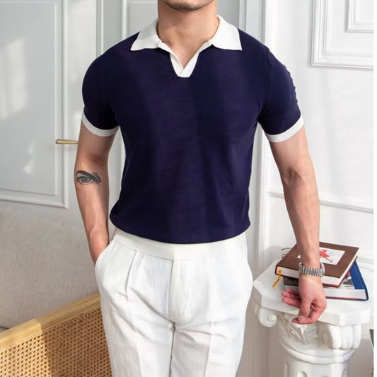 Men's Knitted Polo Shirt for Everyday Wear