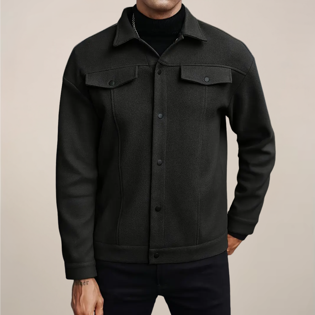 Men's Stylish Button-Up Jacket for Fall & Winter Wear