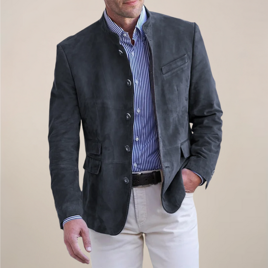 Men’s Stand Collar Blazer – Stylish Layer for Work or Events