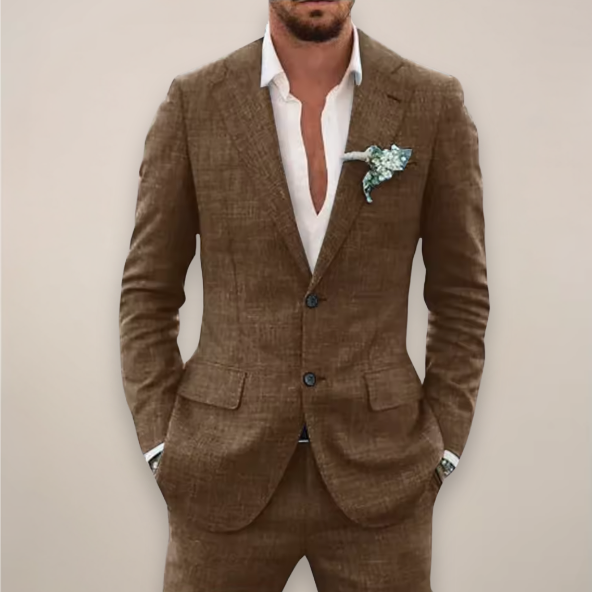 Men's Linen Suit Set for Spring/Summer Events