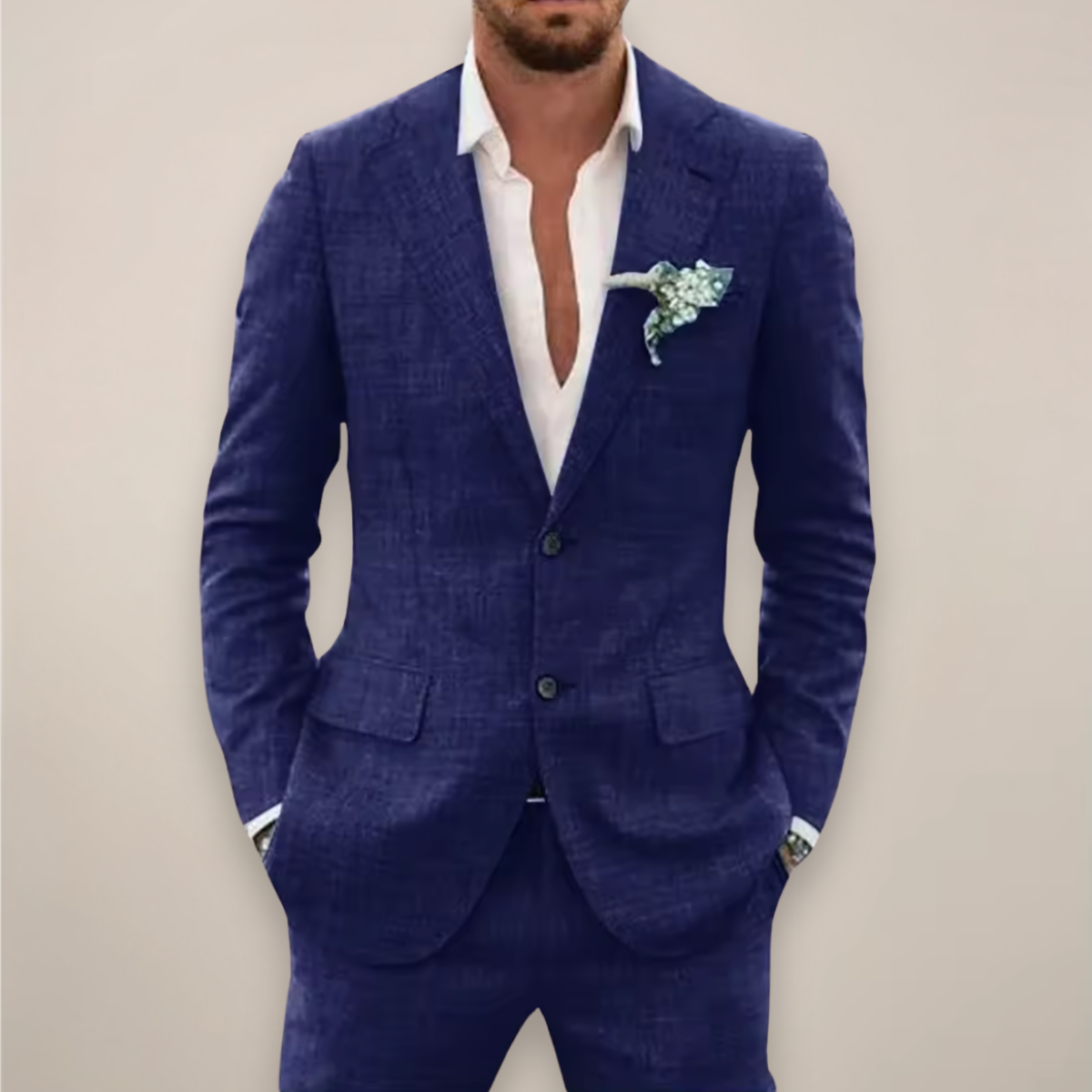 Men's Linen Suit Set for Spring/Summer Events