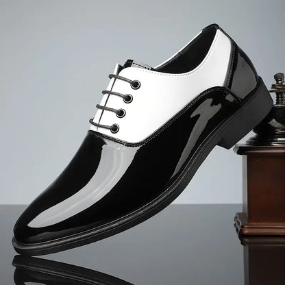 Men’s Two-Tone Patent Lace-Up Dress Shoes for Stylish Occasions