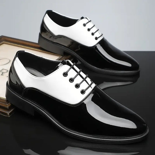 Men’s Two-Tone Patent Lace-Up Dress Shoes for Stylish Occasions
