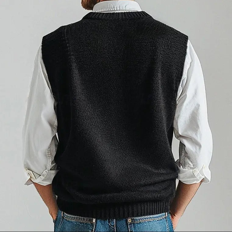 Men's V-Neck Knit Vest – Ideal for Stylish Layering