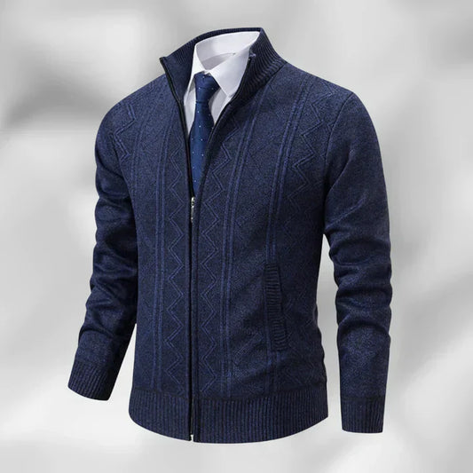 Men’s Zip-Up Cardigan - Stylish Stand Collar Layer
