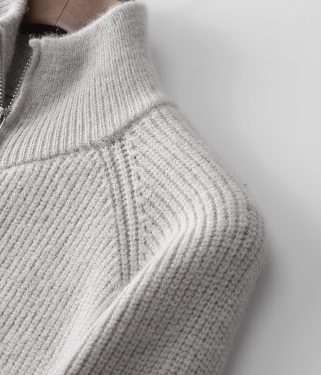 Men's Ribbed Funnel Neck Zip Cardigan for All Occasions