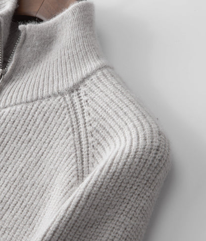 Men's Ribbed Funnel Neck Zip Cardigan for All Occasions