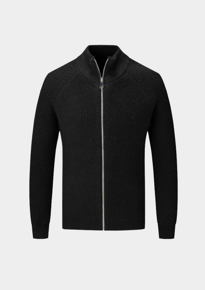 Men's Ribbed Funnel Neck Zip Cardigan for All Occasions