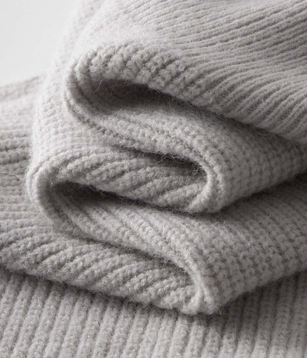 Men's Ribbed Funnel Neck Zip-Through Sweater - Ideal for Layering