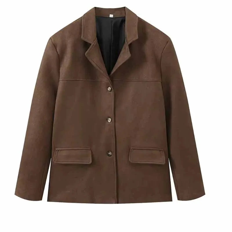 Chic Vintage Suede Blazer for Stylish Occasions