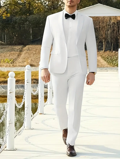 Men's White Suit Set for Spring/Summer Events