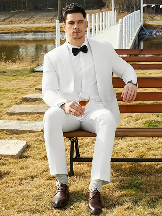 Men's White Suit Set for Spring/Summer Events