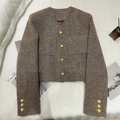 Chic Women’s Cropped Blazer with Gold Buttons for Any Occasion