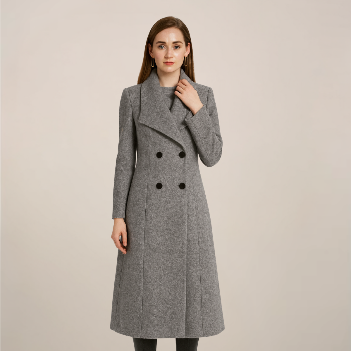 Women’s Long Trench Coat – Chic Double-Breasted Style for Every Occasion