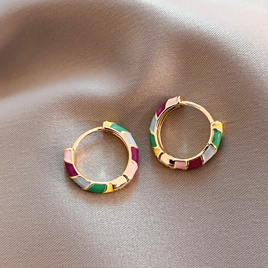 Stylish Gold Enamel Earrings